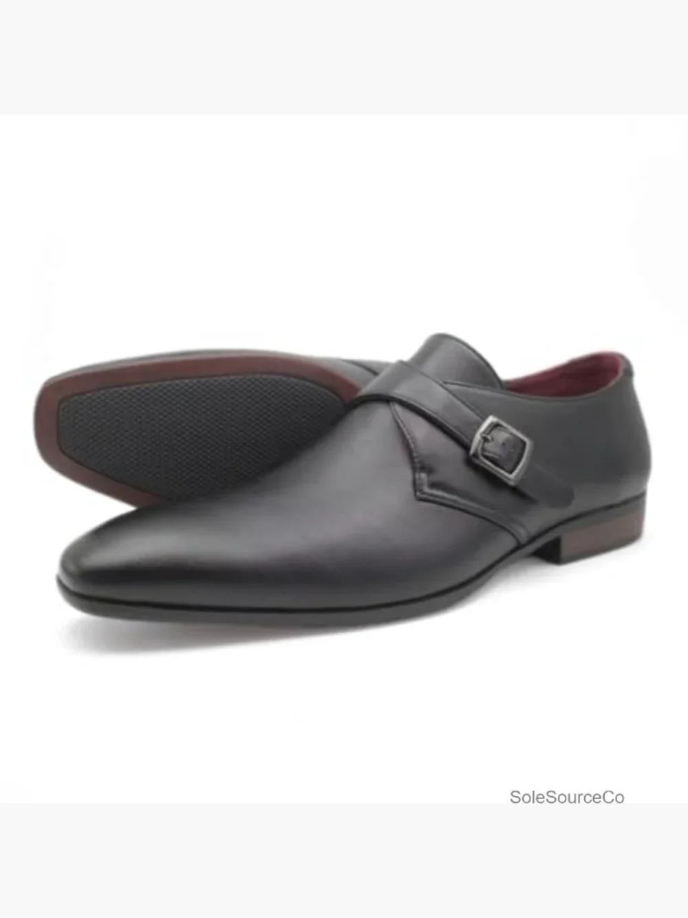Single Monk Strap Faux Leather Oxford Dress Shoes